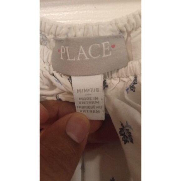 Children's Place White and‎ blue floral maxi ruffle swoop neck dress - Picture 3 of 4